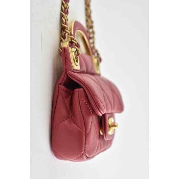 Chanel 21A Pink Mini Flap Card Holder With Chain Handle Shoulder Crossbody Bag - Picture 8 of 12